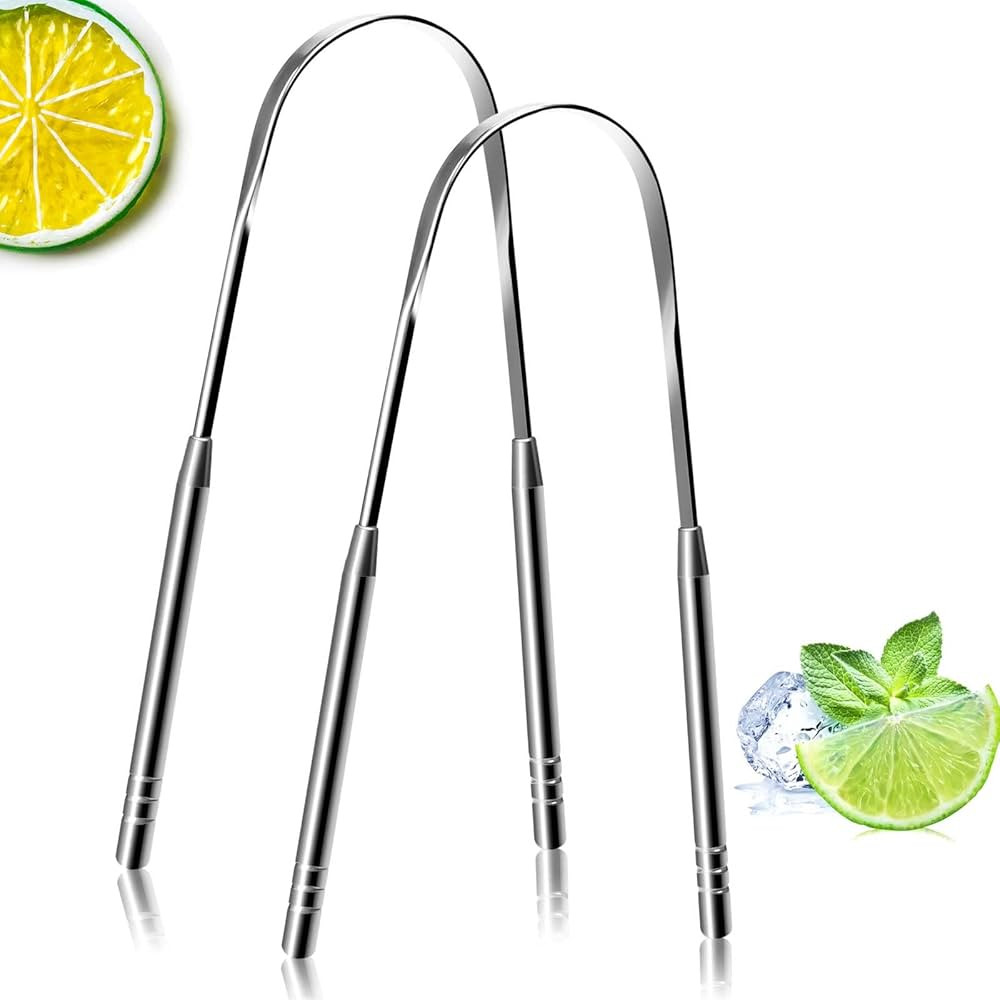 2 Pack Tongue Scraper, 100% Surgical 304 Stainless Steel Tongue Cleaner for Adults And Kids, Prof... | Amazon (US)