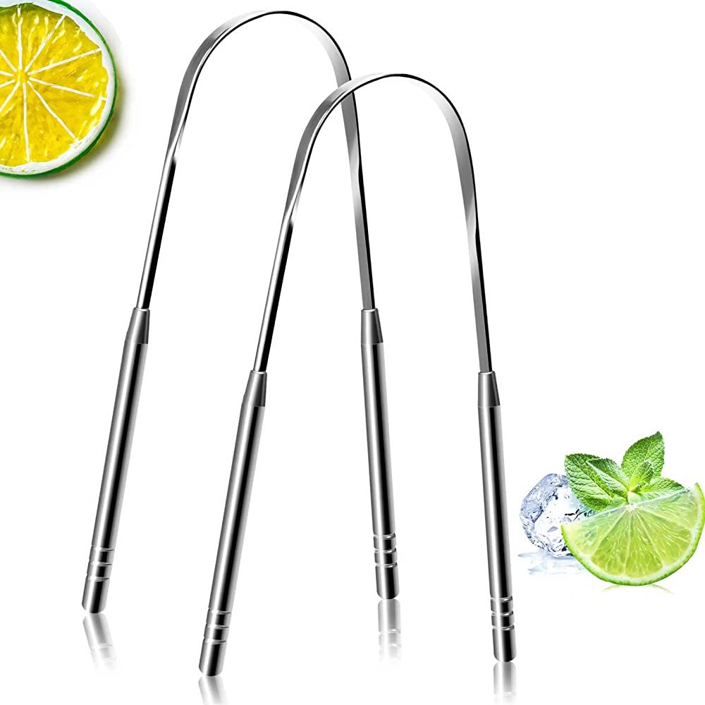 2 Pack Tongue Scraper, 100% Surgical 304 Stainless Steel Tongue Cleaner for Adults And Kids, Prof... | Amazon (US)