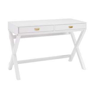Linon Home Decor 44 in. Rectangular White 2 Drawer Writing Desk with Built-In Storage-THD00684 - ... | The Home Depot