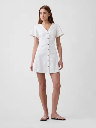 Denim Button-Front Mini Dress | Gap Factory