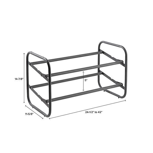 2-Tier Expandable Shoe Rack with Pivoting Bars | The Container Store