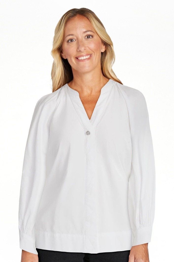Free Assembly Women's and Women's Plus Cotton Pleat Neck Shirt with Long Sleeves, Sizes XS-4X | Walmart (US)