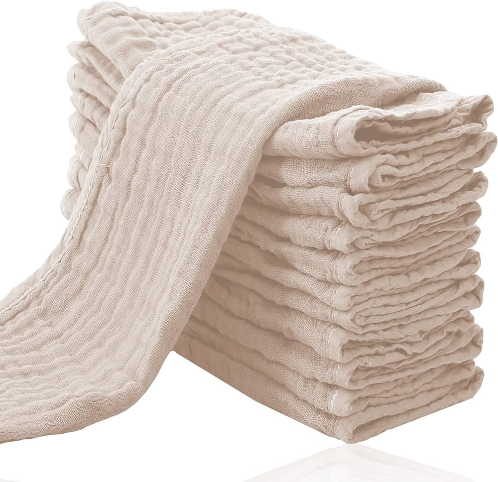 Cute Castle 12 Pack Muslin Burp Cloths for Baby - Ultra-Soft 100% Cotton Baby Washcloths - Large ... | Amazon (US)