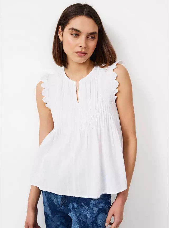 Buy  White Pintuck Notch Neck Shell Top 12 | Gifts for her | Tu | Tu Clothing