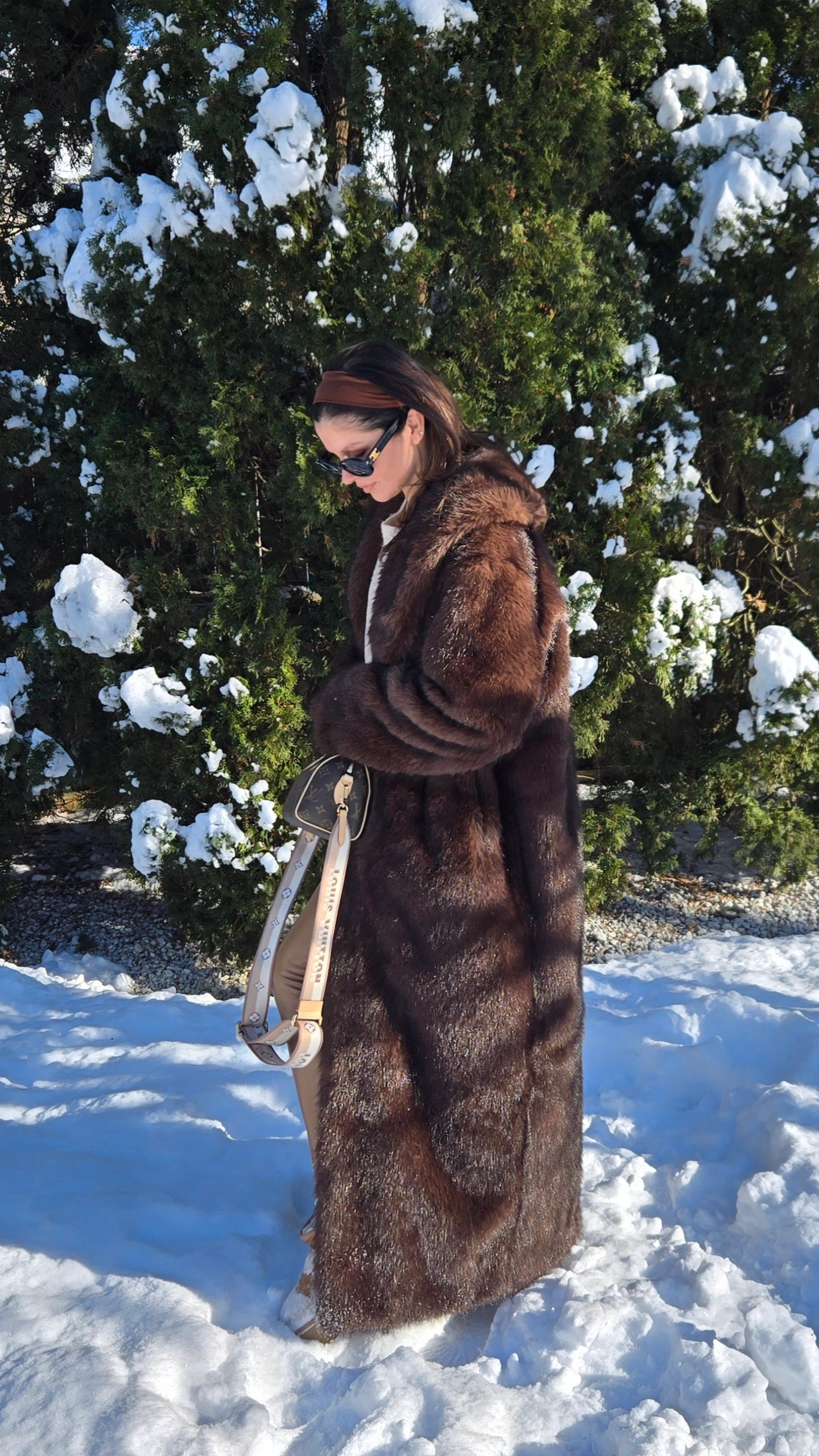 I love this brown fur coat it runs very big so I size down to a small. Designer sunglasses, Louis Vuitton speedy. Luxury, purse, bag, winter

#LTKSaleAlert #LTKOver40