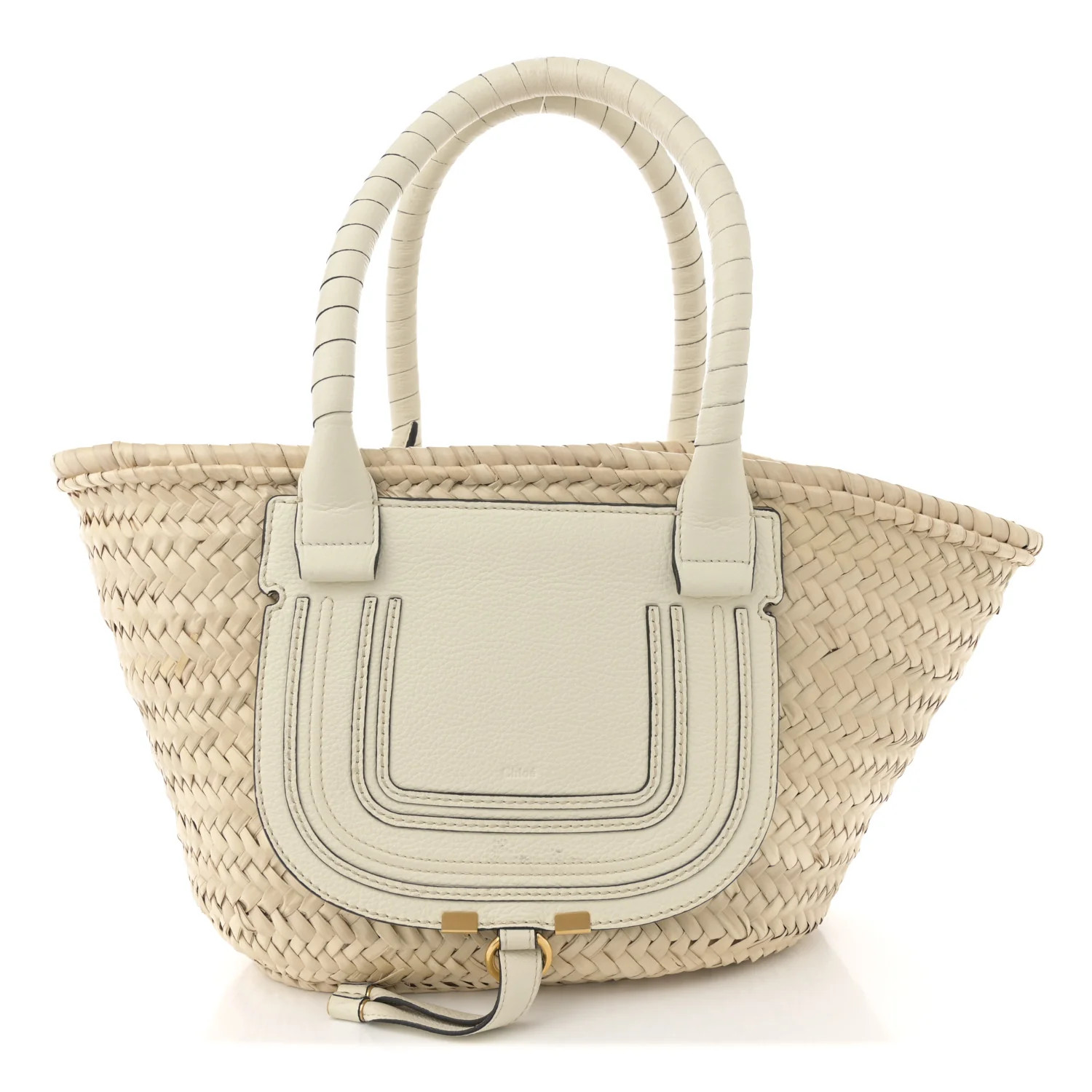 Raffia Grain Calfskin Medium Marcie Basket White | FASHIONPHILE (US)