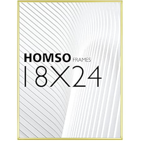 (18x24 in | 46x61 cm) Gold Sleek Matte Aluminium Metal Picture Frame Poster Frame Wall Photo Frame | Amazon (US)