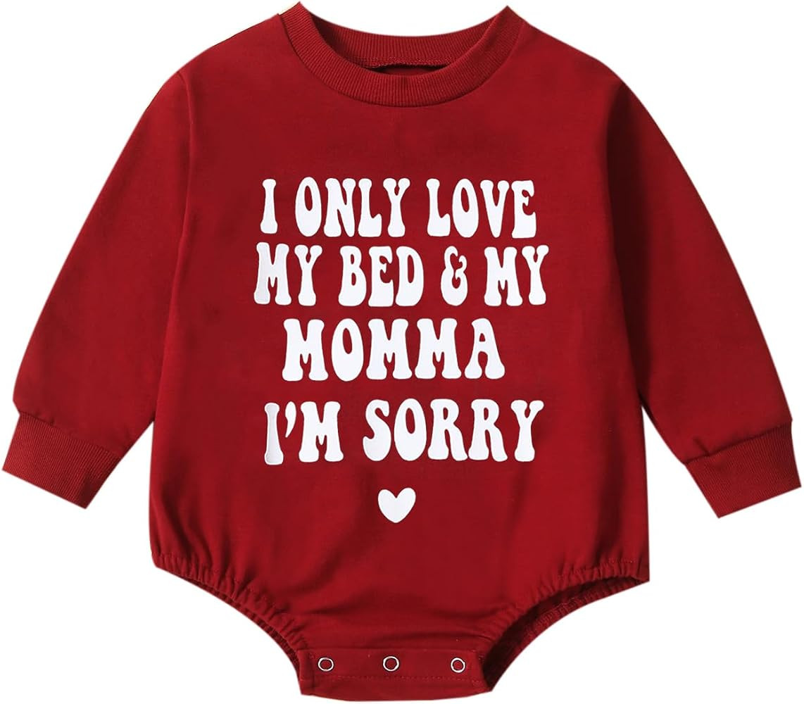 Eadrioss Infant Baby Girl Boy Valentines Outfit Crew Neck Letter Print Sweatshirt Romper One Piec... | Amazon (US)
