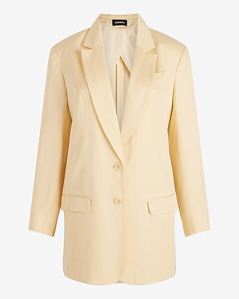 Linen-Blend Oversized Boyfriend Blazer | Express