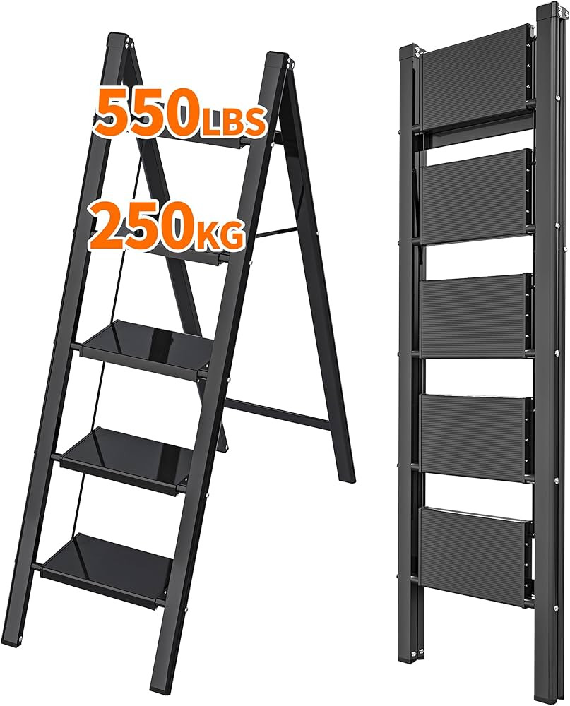 JOISCOPE 5-Step Aluminum Ladder, Lightweight Folding Adult Step Stool, Wide Non-Slip Pedals, 550 ... | Amazon (CA)