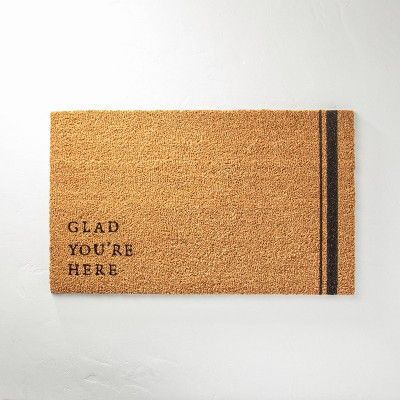 Glad You're Here Coir Door Mat Black/Tan - Hearth & Hand™ with Magnolia | Target