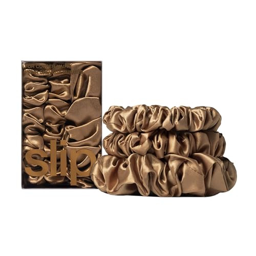 slip Back to Basics Copper Midi & Large Scrunchie Set | Includes 2 Midi & 1 Large Pure Silk Scrunchies | 100% Mulberry Silk, Anti-Crease, Gentle on Hair, Prevents Breakage | Stylish & Durable | Amazon (US)