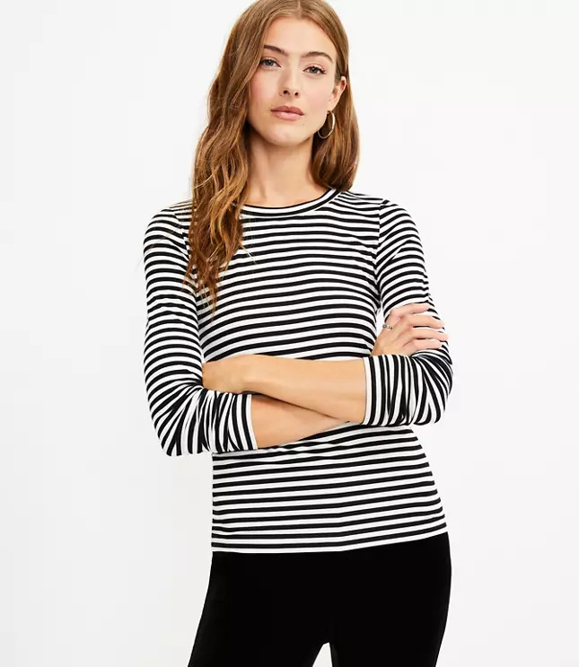 Striped Long Sleeve Scoop Neck Tee | LOFT