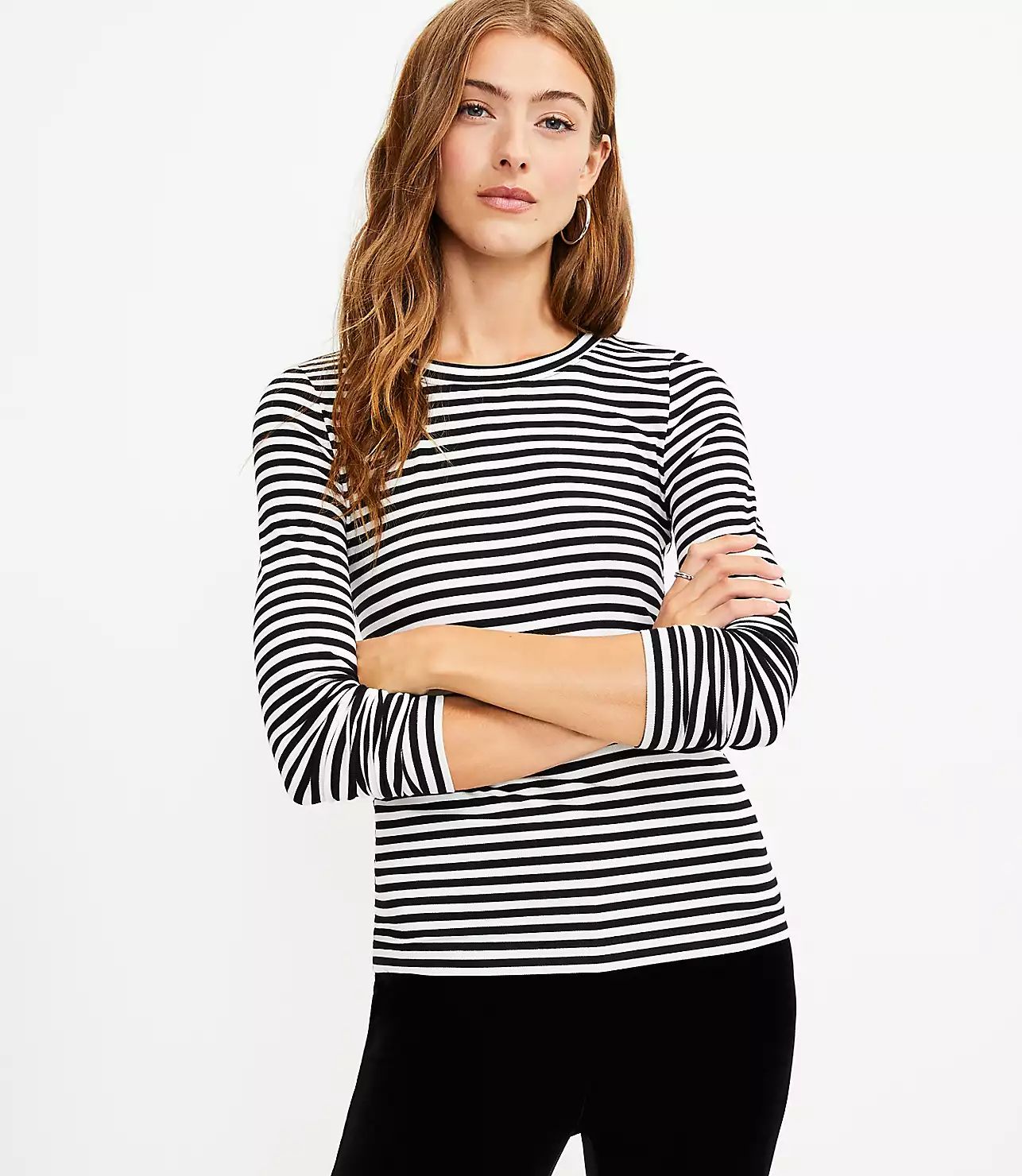 Striped Long Sleeve Scoop Neck Tee | LOFT