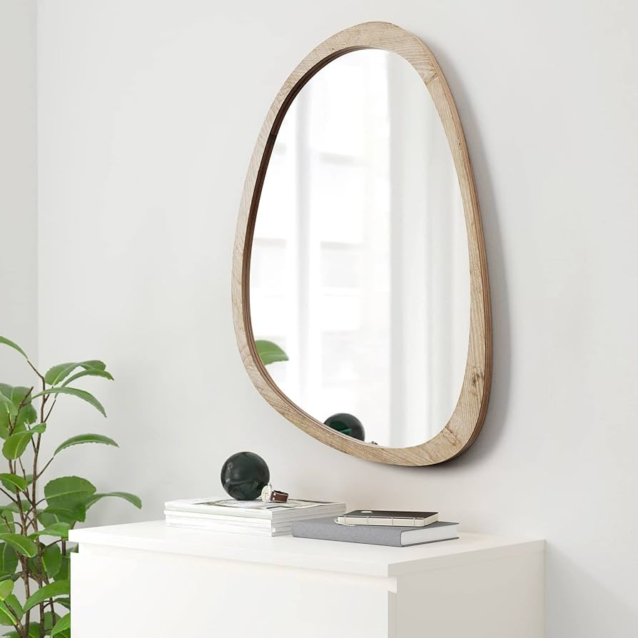 Irregular Wall Mirror for Decor,Wood Asymmetrical Mirror Modern Large Vanity Bathroom Mirror,20 x... | Amazon (US)