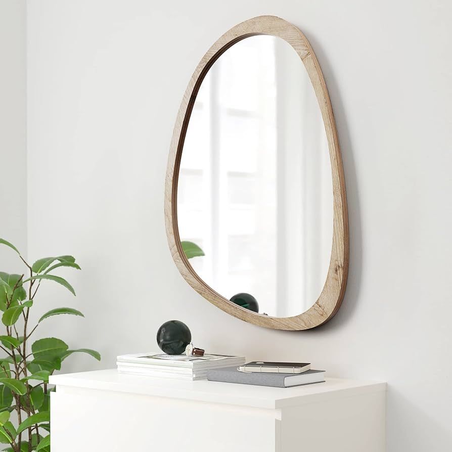 Irregular Wall Mirror for Decor,Wood Asymmetrical Mirror Modern Large Vanity Bathroom Mirror,20 x... | Amazon (US)