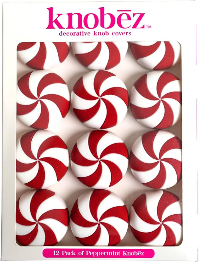 Knobēz: Decorative Knob Covers - Red Peppermint - 12pk - Stretch Over Hardware Decorations, Holi... | Amazon (US)