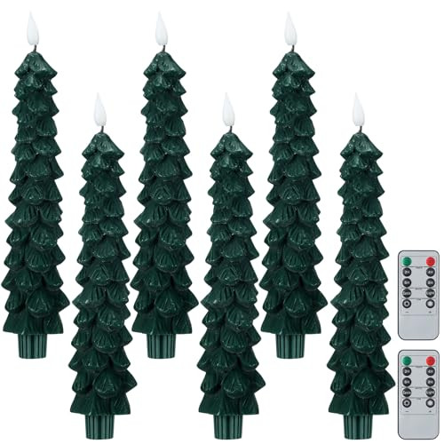 Funtery 6 Pcs Christmas Flameless Taper Candles with Remote Timer 9.7 Inch Real Wax Battery Opera... | Amazon (US)