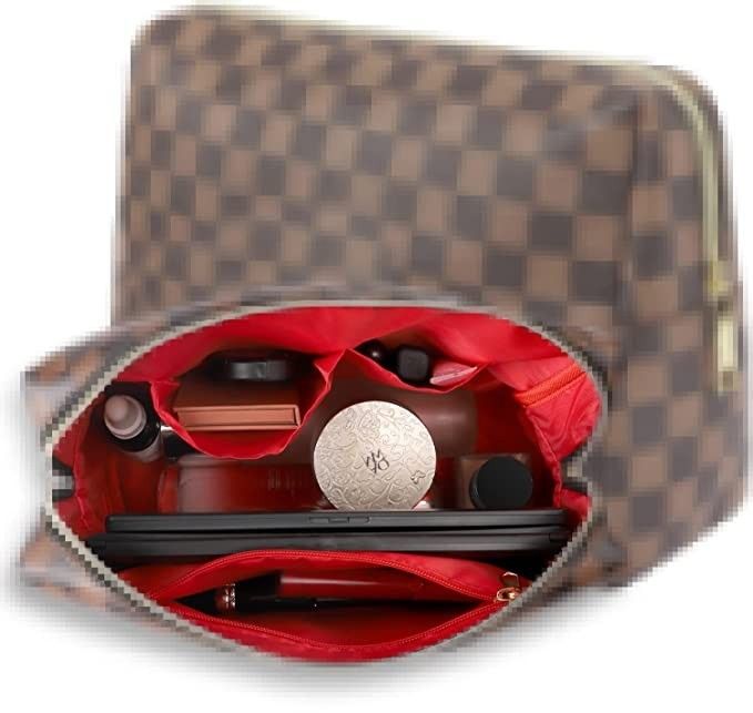 Checkered Makeup Bag, Tufusiur Cosmetic Bags for Women Toiletry Travel Organizer Portable Make Up... | Amazon (US)