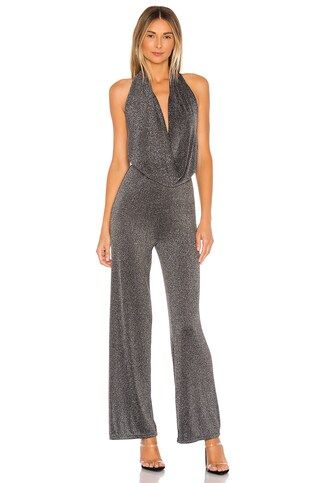 superdown Saffron Cowl Neck Jumpsuit in Metallic Silver from Revolve.com | Revolve Clothing (Global)