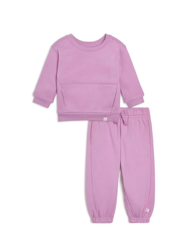 Color Mix by Garanimals Baby Butter Fleece Sweatshirt & Jogger Outfit Set, Sizes 6-24 Months | Walmart (US)