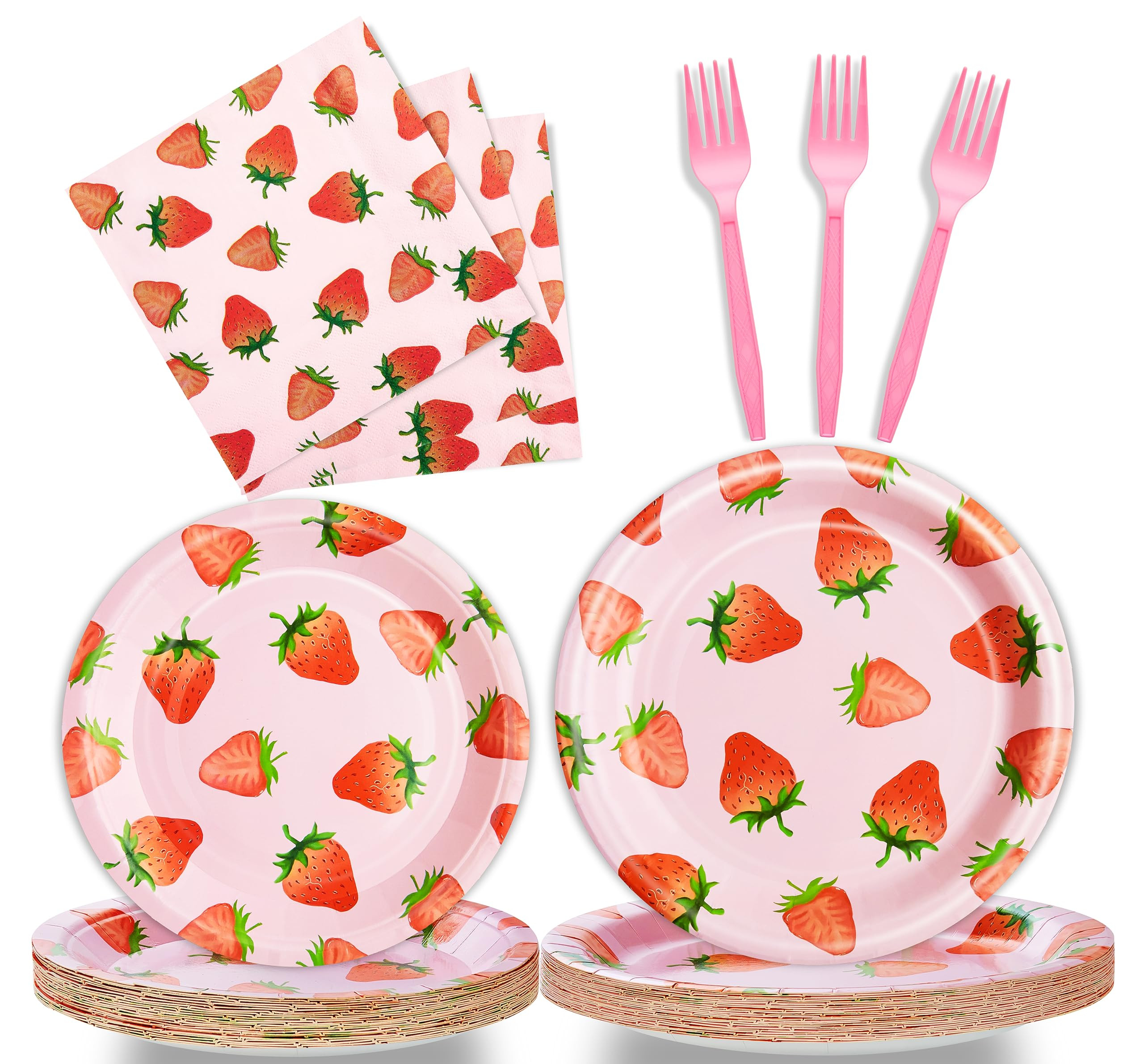 96 Pcs Strawberry Birthday Party Plates Napkins Forks Supplies Summer Fruit Tableware Set Disposa... | Amazon (US)