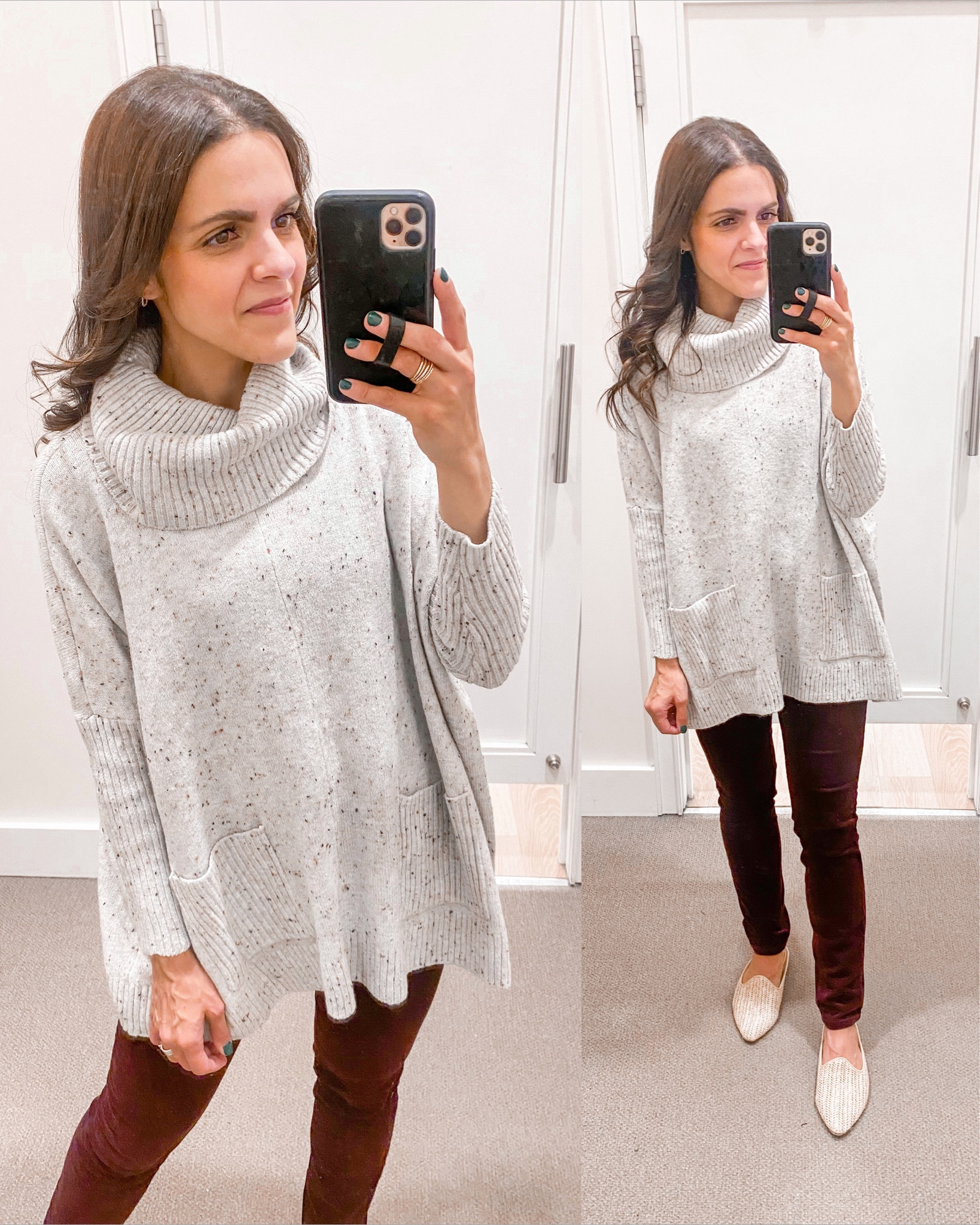 Loft poncho sweater (xs), high waisted corduroy pant (tts)

#LTKstyletip #LTKunder100