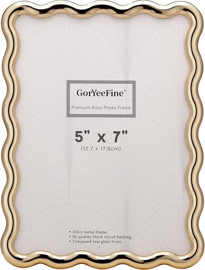 5x7'' Hi-End Zinc Alloy Gold Picture Frame with Wave Design - Modern Glamour 7x5'' Gold Picture F... | Amazon (US)