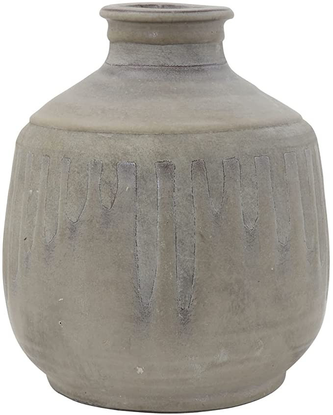 Unknown1 Grey Terracotta Vase with Distressed Blue Design Clay | Amazon (US)