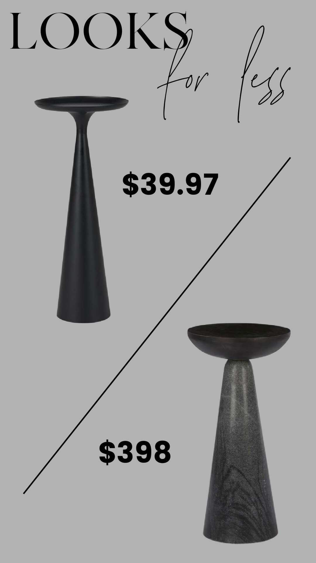 Designer look for less. This sculptural pedestal table gives the same high-end, modern silhouette for under $40 instead of $398. Clean lines, matte black finish, and the perfect accent for layering next to a chair, sofa, or bed. If you love Restoration Hardware style without the markup, this is a smart swap.

#LTKSaleAlert #LTKHome