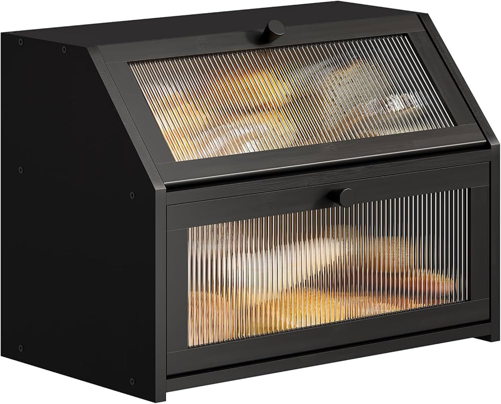 BMOSU Large Bread Box for Kitchen Countertop,Double Layer Bread Box for Kitchen Counter,Bamboo Wo... | Amazon (US)