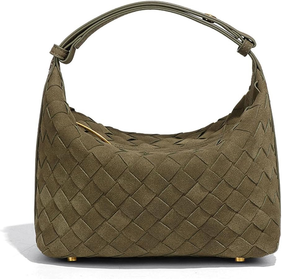 Luxurious Suede Hobo Bag - Women's Woven Leather Shoulder Bag with Spacious Interior | Amazon (US)