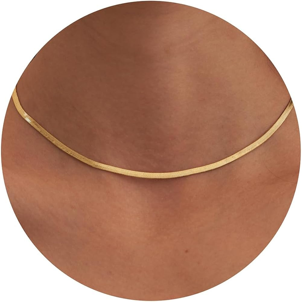 Tewiky Layered Necklaces for Women Non Tarnish- Chunky 14k Gold Plated Herringbone/Snake/Rope/Box... | Amazon (US)