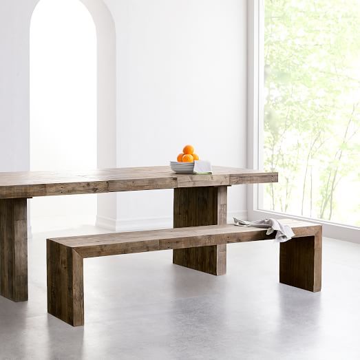 Emmerson® Reclaimed Wood Dining Bench - Stone Gray | West Elm (US)