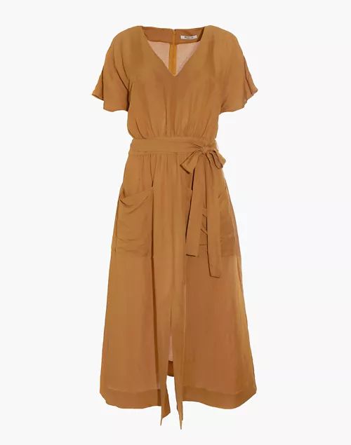 Linen-Blend Dolman-Sleeve Tie-Waist Midi Dress | Madewell