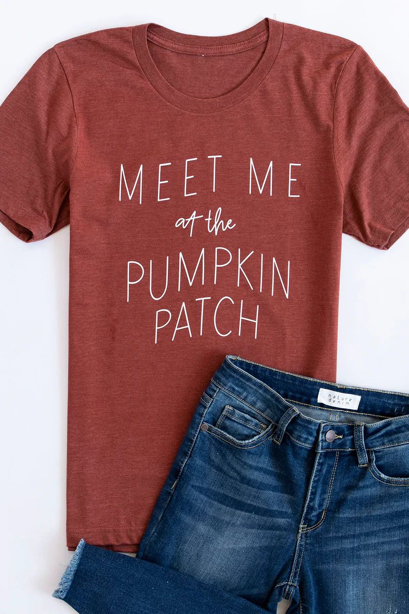 Meet Me At The Pumpkin Patch Rust Graphic Tee | The Pink Lily Boutique