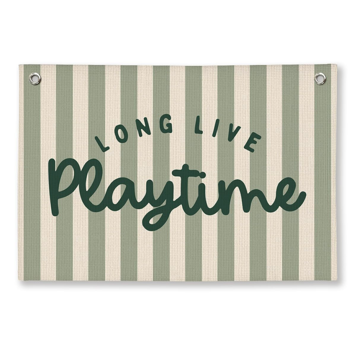 Playroom Decor, Long Live Playtime Wall Hanging Linen Banner, Green Striped Wall Flag for Play Ro... | Amazon (US)