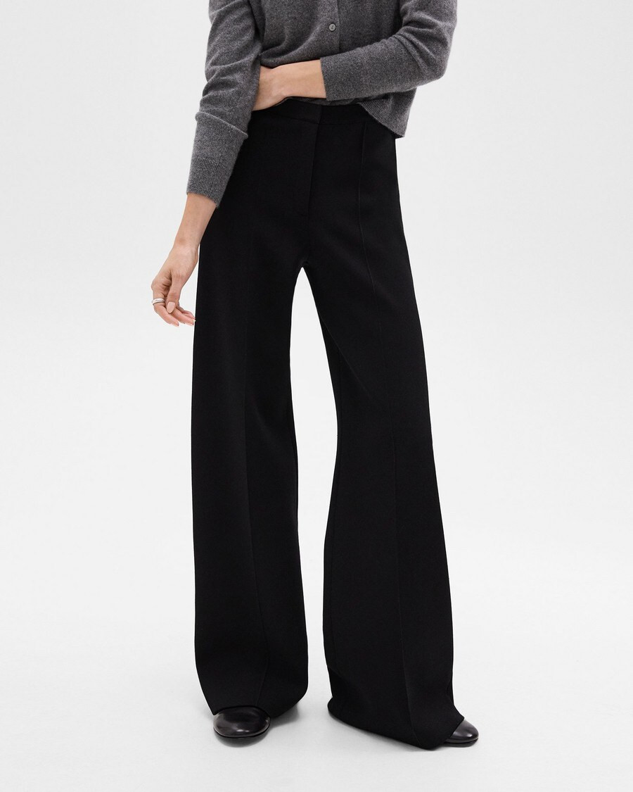 High-Waist Wide-Leg Pant in Crepe Knit | Theory
