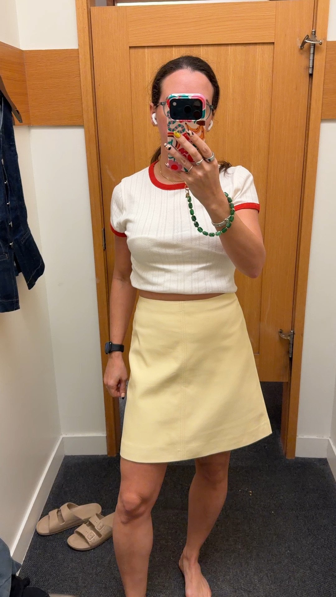 Faux leather butter yellow knee length skirt perfect for work by @jcrew 

#LTKSaleAlert #LTKWorkwear #LTKootd