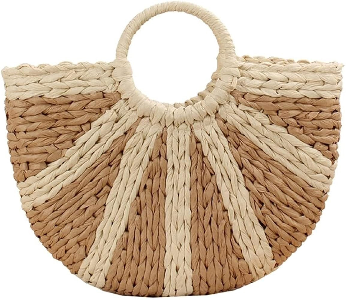 Women Large Straw Beach Bags Handmade Woven Handbag Tote Purse for Travel Vacation Shopping | Amazon (US)