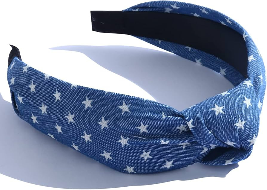 FEDANS Knotted Headbands For Women Non Slip Fashion Design Blue With White Stars Hair Hoop Hairba... | Amazon (US)