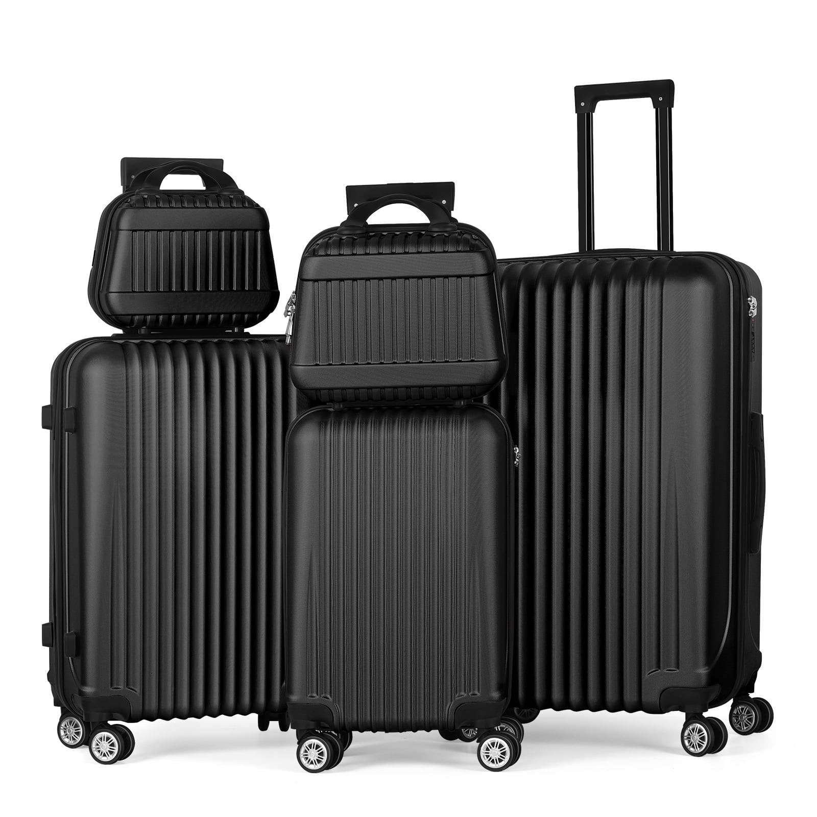 Vertical Stripe Luggage Travel 5-Piece Set Black - Walmart.com | Walmart (US)