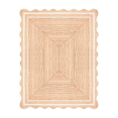 WEAVER'S LOOM Wave Scalloped Jute Rug 5x7 ft.,Boho Farmhouse Area Rug, Rustic Handwoven Jute Rug for Living Room and Bedroom Decor, Off White 5x7 Rugs | Amazon (US)