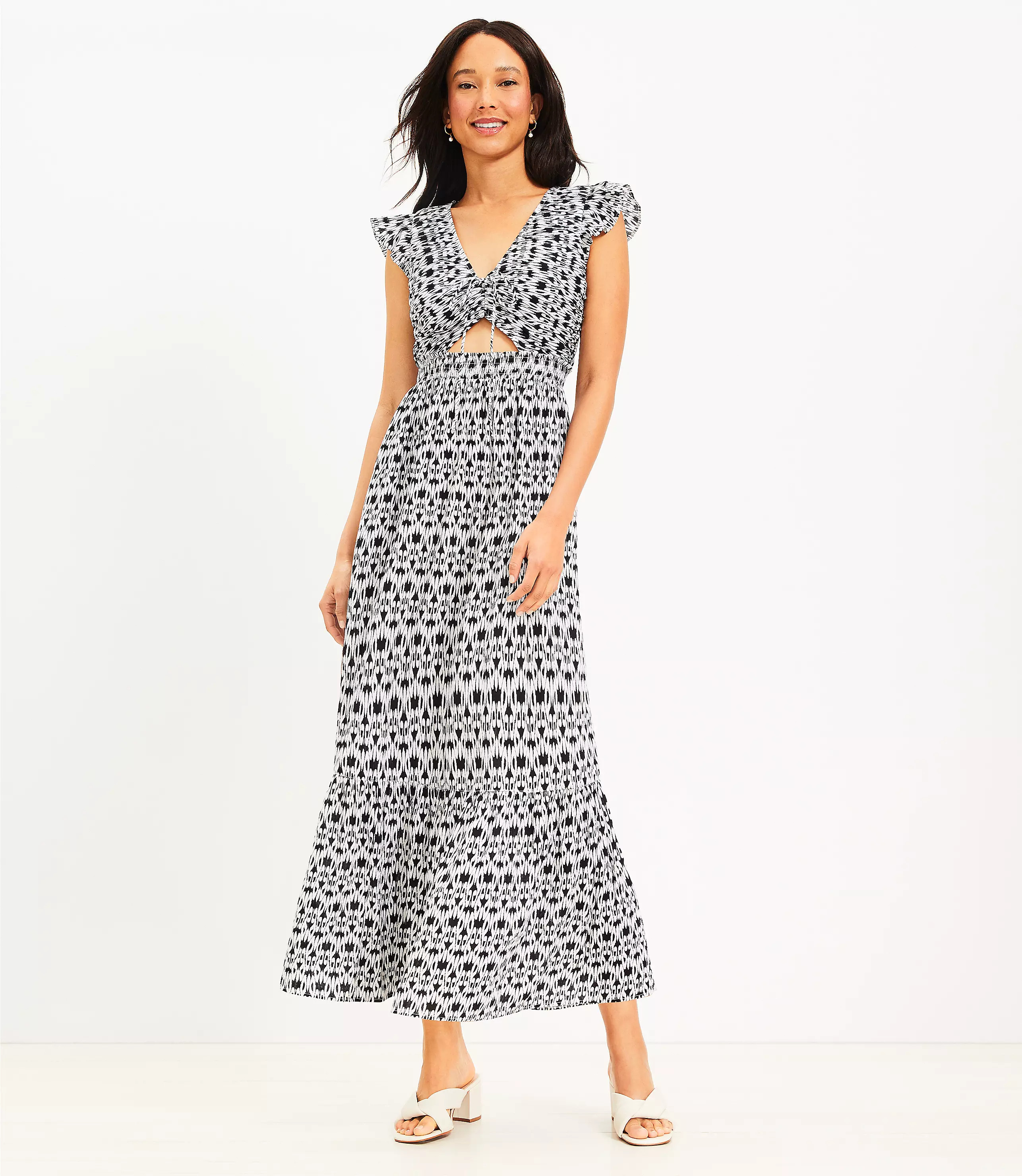 LOFT Beach Scroll Cutout Tiered Maxi Dress | LOFT
