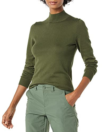 Amazon Essentials Women's Lightweight Mockneck Sweater (Available in Plus Size), Olive, Small | Amazon (US)