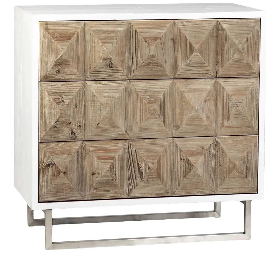 Dalton Chest Antique Style White Brushed Stainless | Chairish