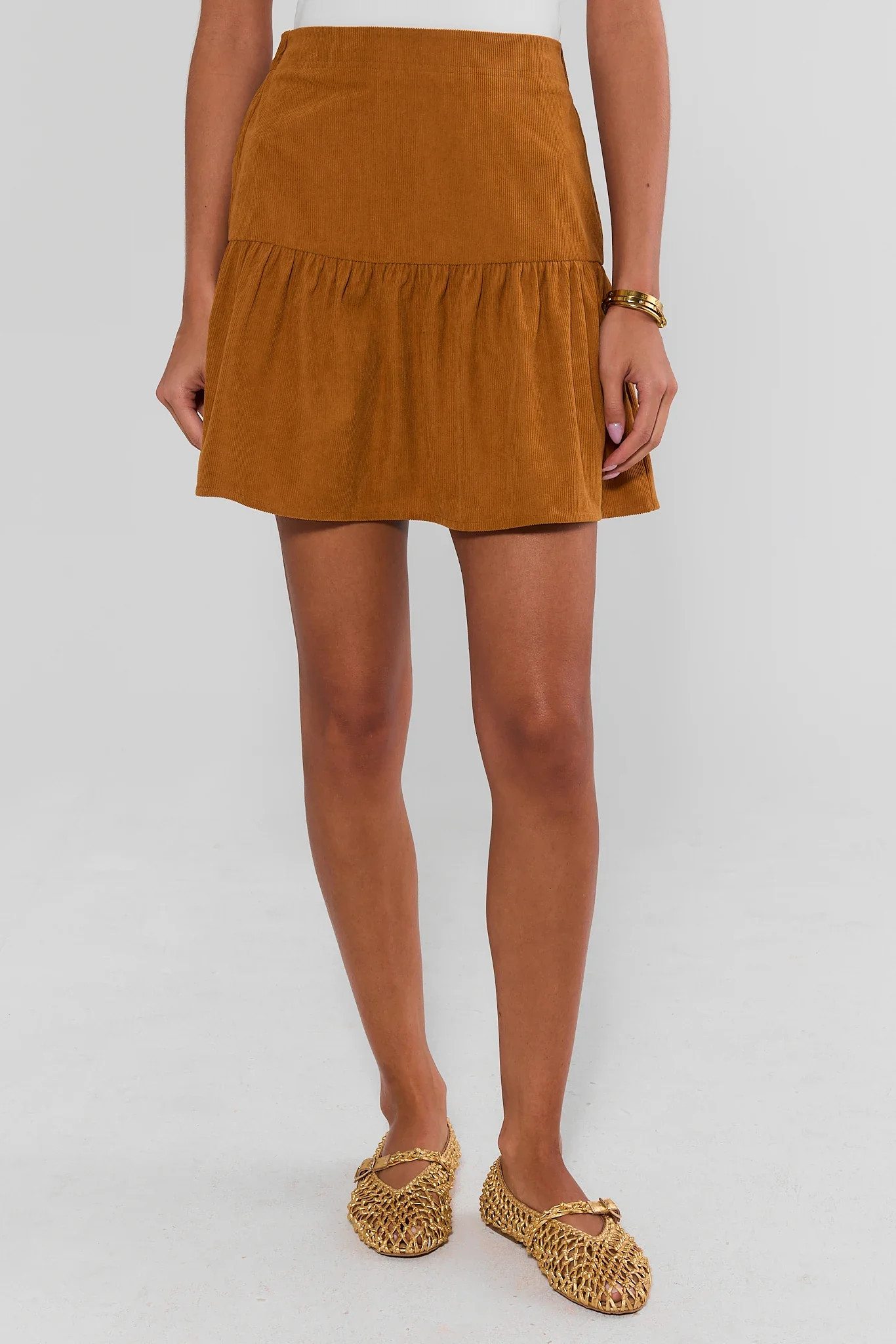 Camel Corduroy Tiered Skirt | Avara
