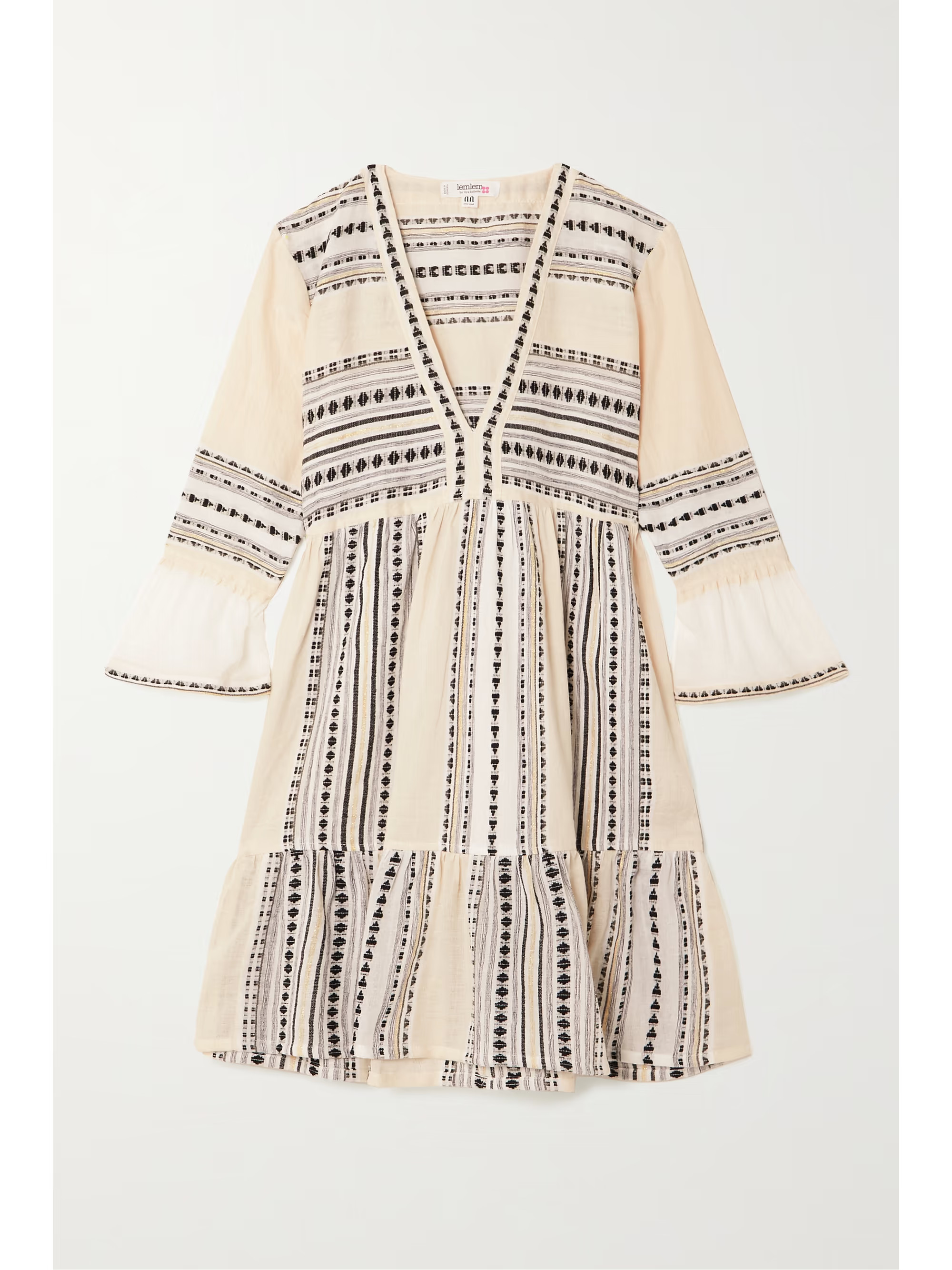 Habiba tiered metallic striped cotton-blend gauze mini dress | NET-A-PORTER (UK & EU)