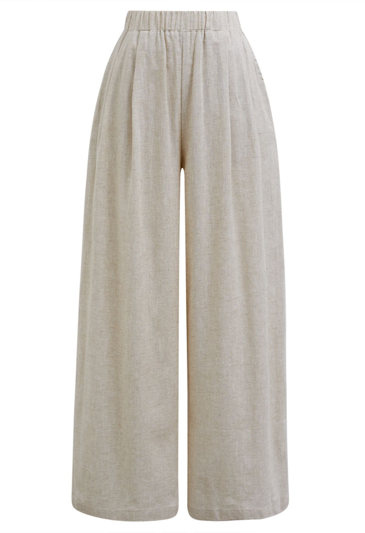 Side Pocket Wide-Leg Linen-Blend Pants in Linen | Chicwish