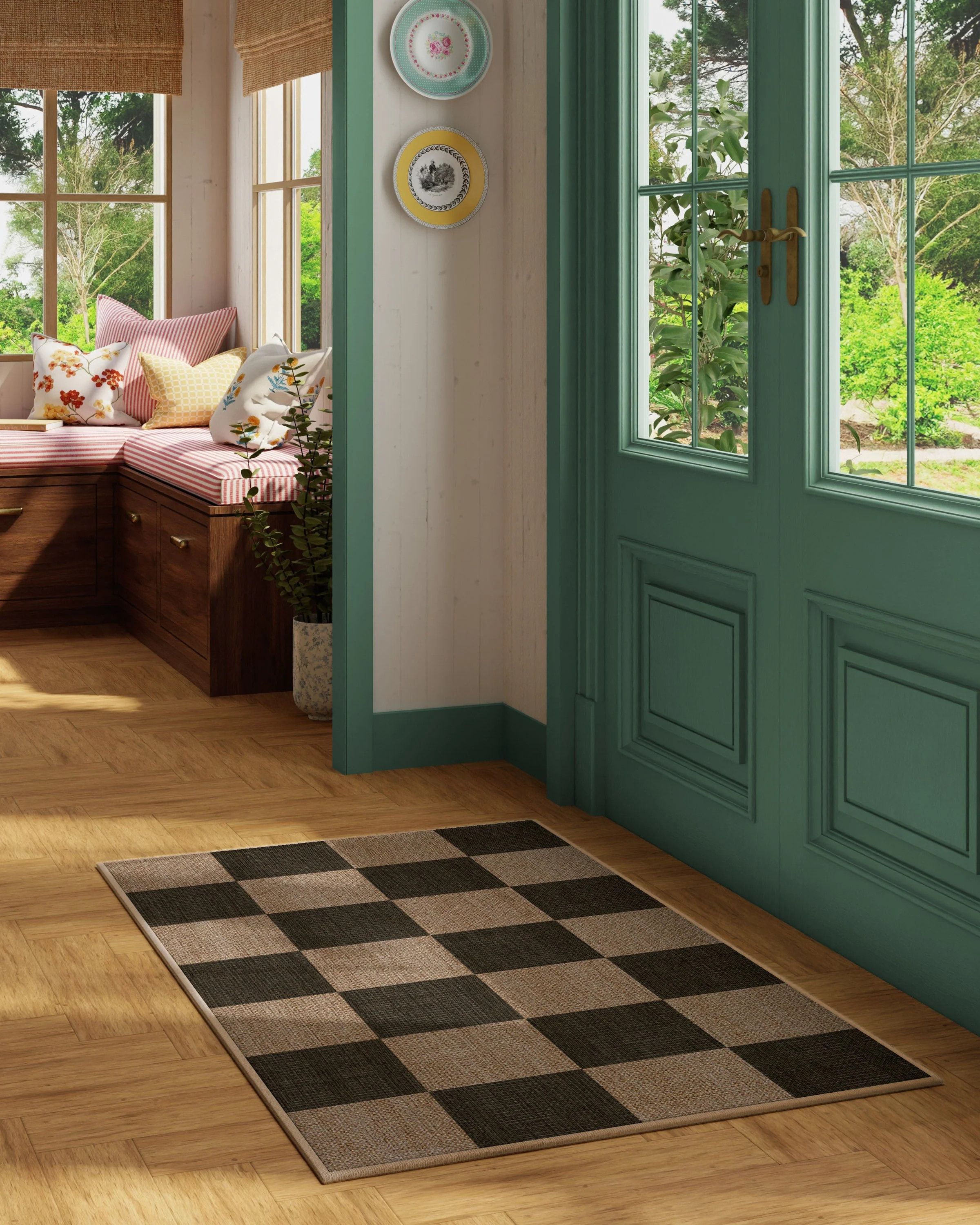 Checkerboard Soft Black Re-Jute Rug | Ruggable